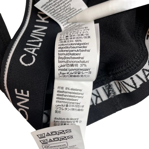 Calvin Klein CK One Bralette Unlined Cotton Blend Black White XS New - Picture 8 of 8